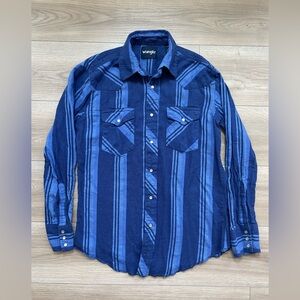 Wrangler Men's Dual Blue Striped Pear Snap Shirt